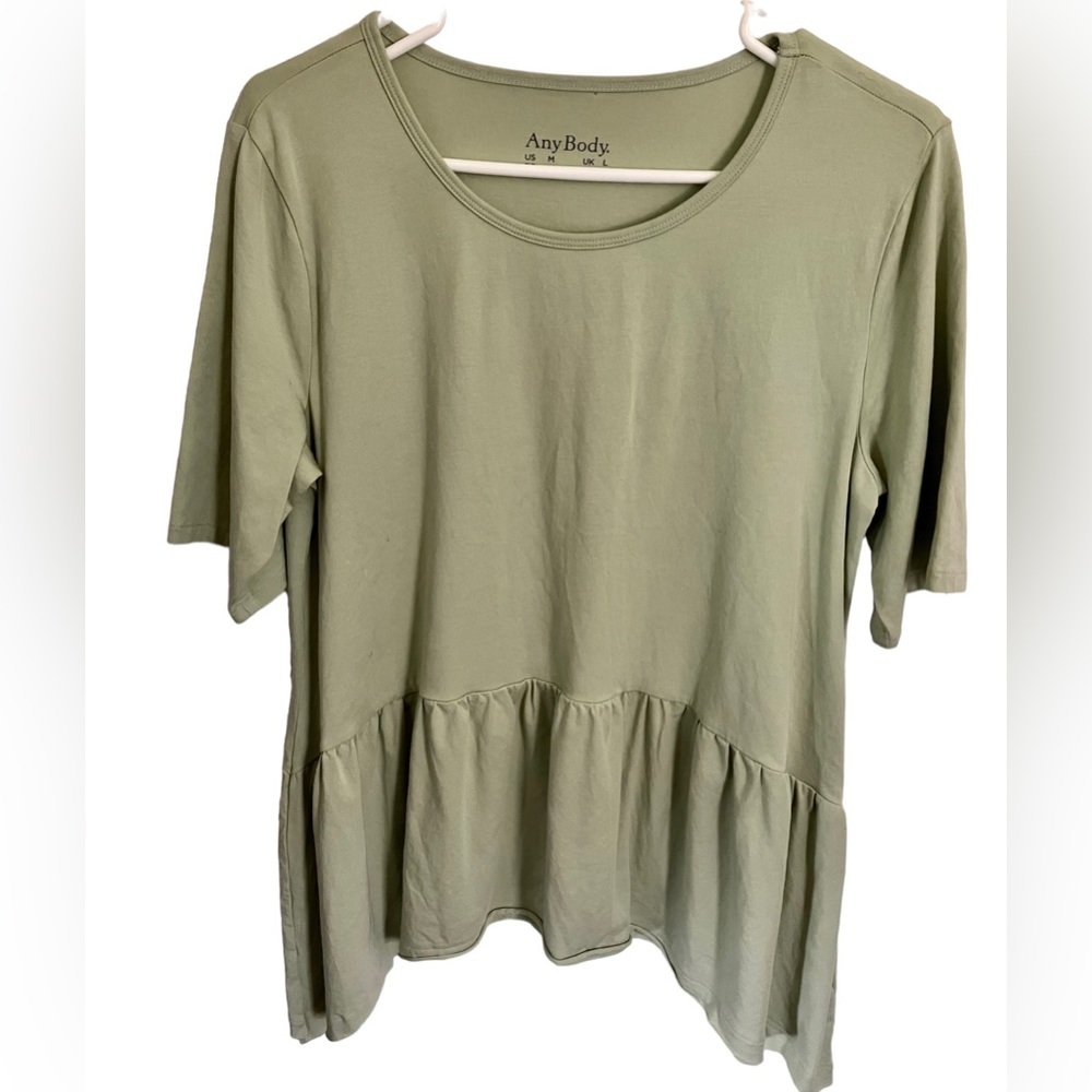 Anybody Womens Tiered Blouse in Sage Green Sz M